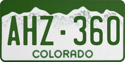 CO license plate AHZ360