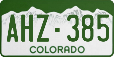 CO license plate AHZ385