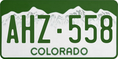 CO license plate AHZ558