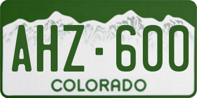 CO license plate AHZ600