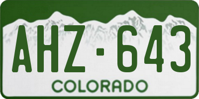 CO license plate AHZ643