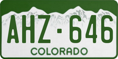 CO license plate AHZ646
