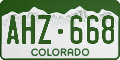 CO license plate AHZ668