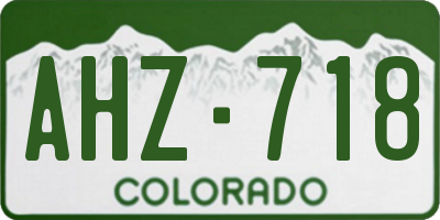 CO license plate AHZ718