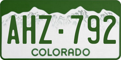 CO license plate AHZ792