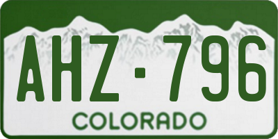 CO license plate AHZ796