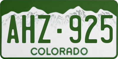 CO license plate AHZ925