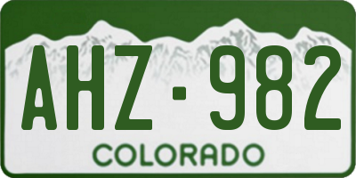 CO license plate AHZ982