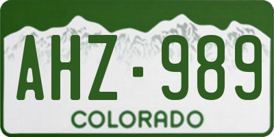 CO license plate AHZ989
