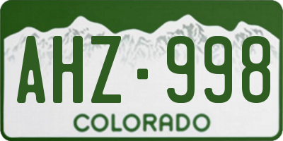 CO license plate AHZ998