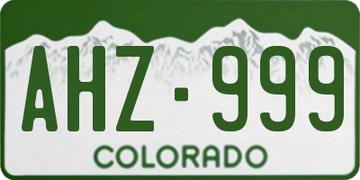 CO license plate AHZ999