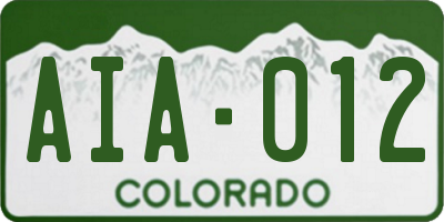 CO license plate AIA012