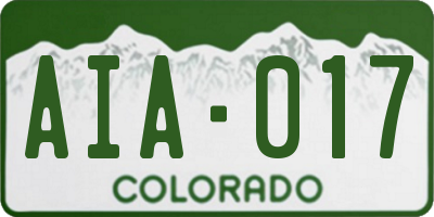 CO license plate AIA017