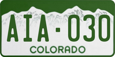 CO license plate AIA030