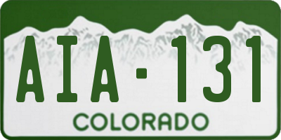 CO license plate AIA131