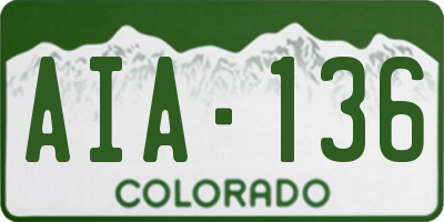 CO license plate AIA136