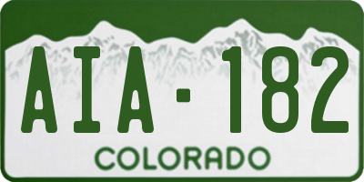 CO license plate AIA182