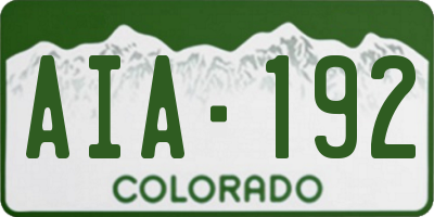 CO license plate AIA192