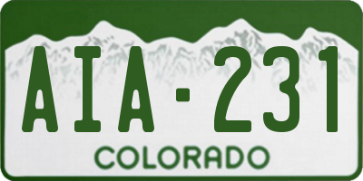 CO license plate AIA231