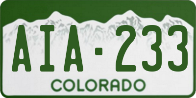 CO license plate AIA233