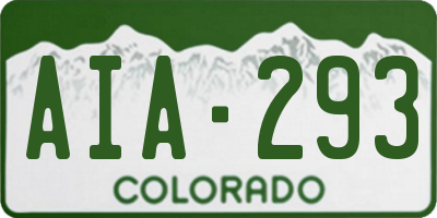 CO license plate AIA293