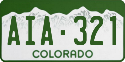 CO license plate AIA321
