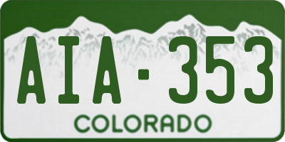 CO license plate AIA353