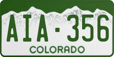 CO license plate AIA356