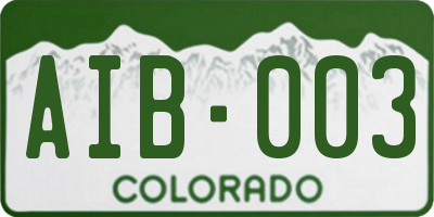CO license plate AIB003