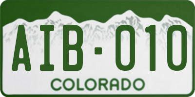 CO license plate AIB010
