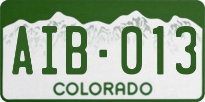 CO license plate AIB013