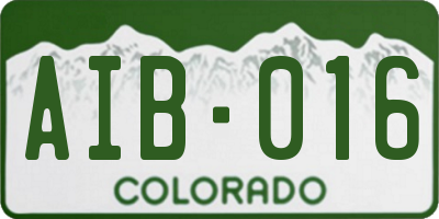 CO license plate AIB016
