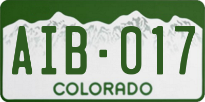 CO license plate AIB017