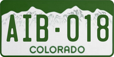 CO license plate AIB018