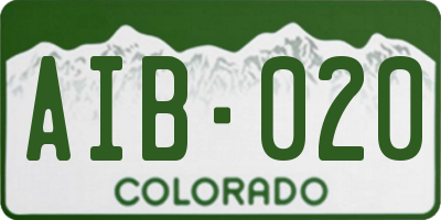 CO license plate AIB020