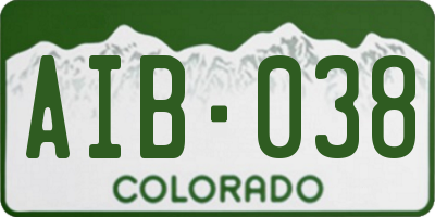 CO license plate AIB038
