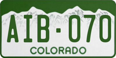 CO license plate AIB070