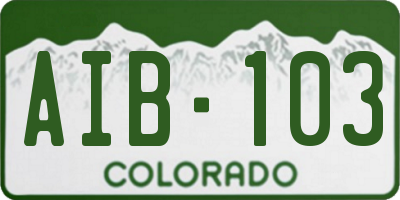 CO license plate AIB103