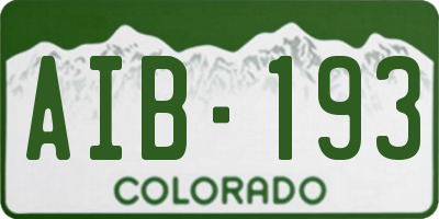 CO license plate AIB193