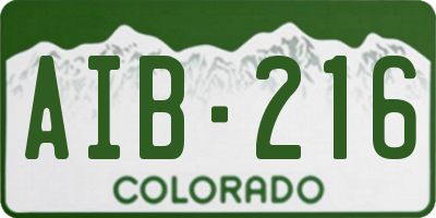 CO license plate AIB216