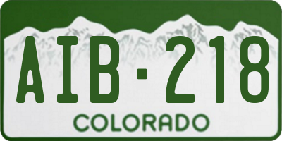 CO license plate AIB218