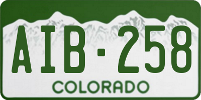 CO license plate AIB258