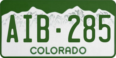CO license plate AIB285