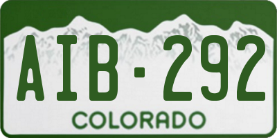 CO license plate AIB292