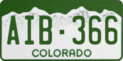 CO license plate AIB366