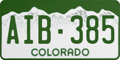 CO license plate AIB385