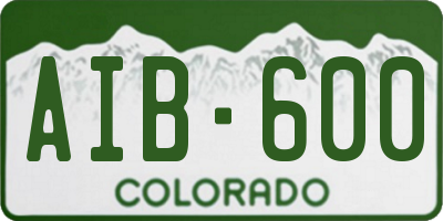 CO license plate AIB600