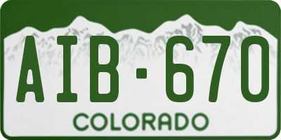 CO license plate AIB670