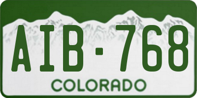 CO license plate AIB768