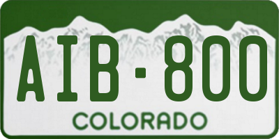 CO license plate AIB800